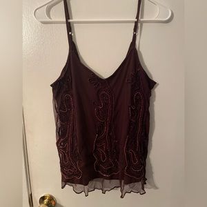 BKE boutique small cami tank top beaded cute purple top
